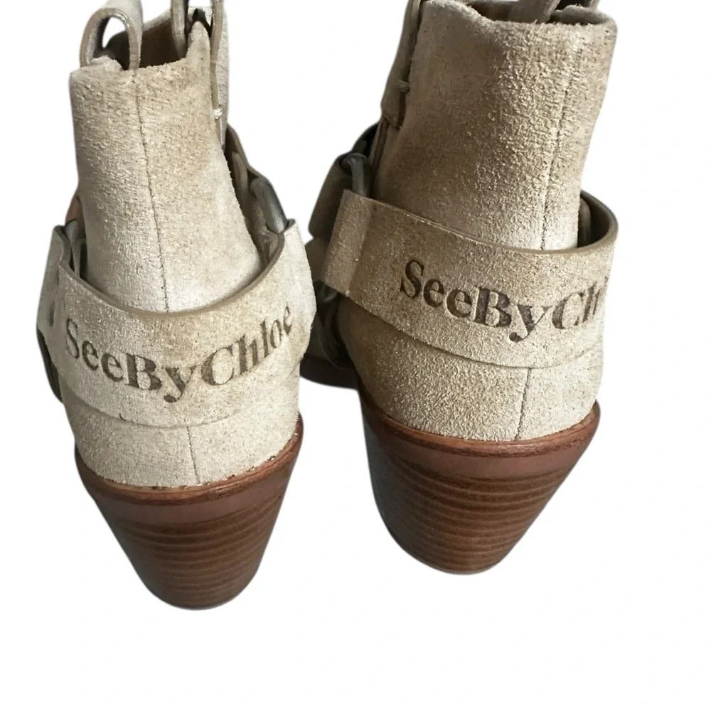 SEE BY CHLOE Tan Suede Ankle Boots WOMENS 39 NWOB‎